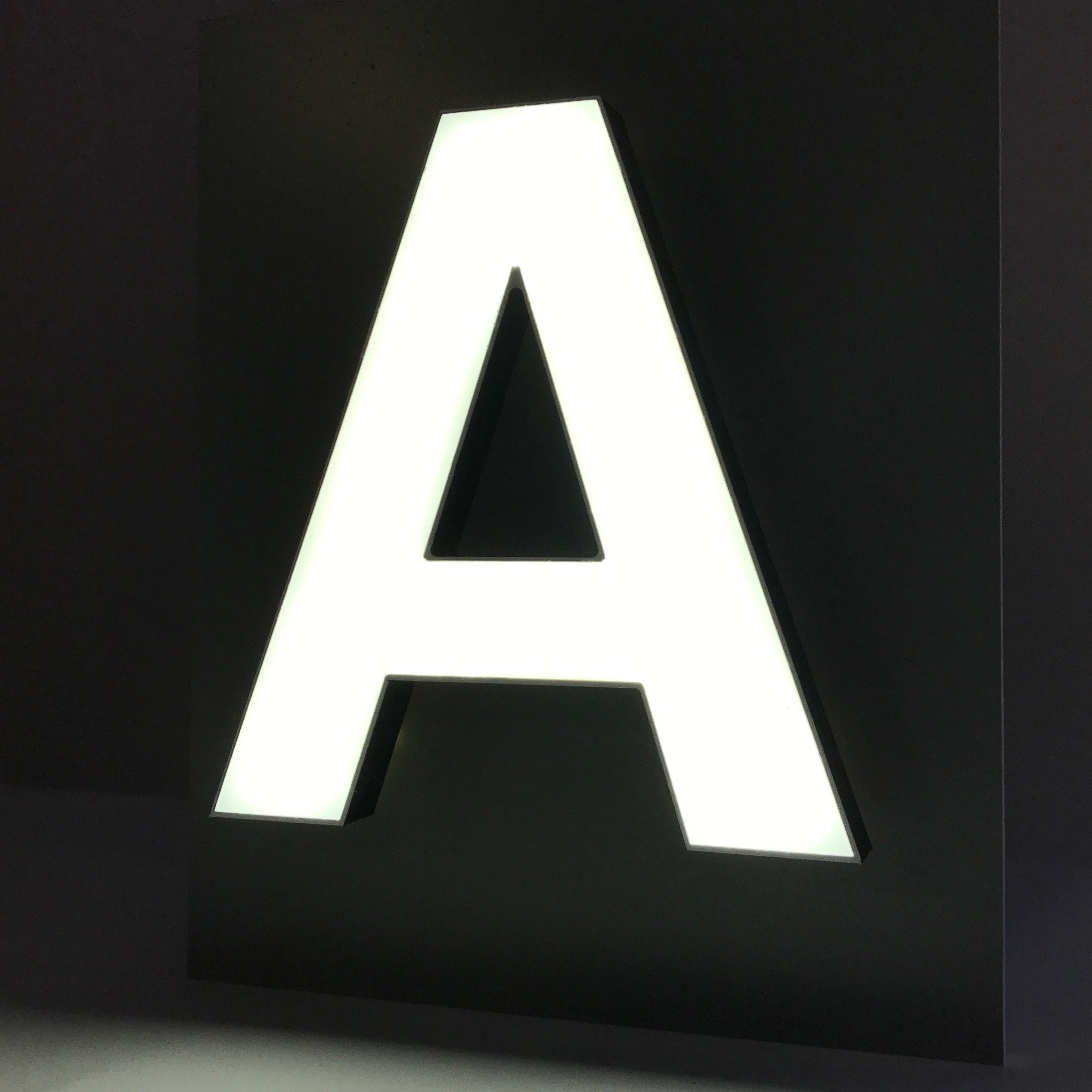 Frontlight led letter A wit