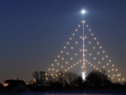 Kerstboom Lopik Lichtreclame mast Lopik